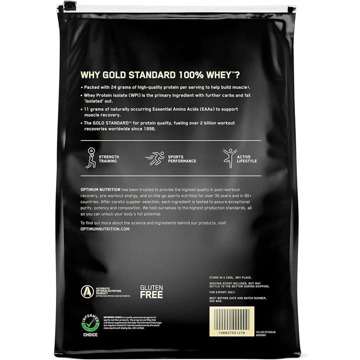 Gold Standard 100% Whey Protein Powder, Double Rich Chocolate, 4.54Kg