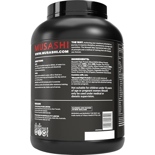 Musashi High Protein Powder, Vanilla, High Protein Supplement, Muscle Growth & Recovery Support, Post-Workout Nutrition, 2kg