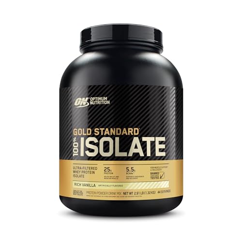 OPTIMUM NUTRITION Gold Standard 100% Isolate Protein Powder, Vanilla Flavour, 1.32kg - [packaging may vary]