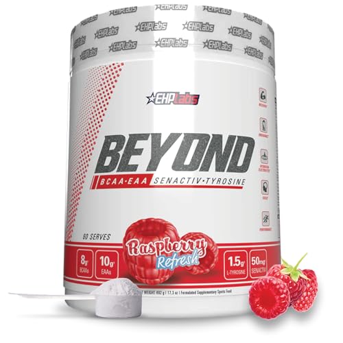 EHP Labs Beyond BCAA + EAA - 10g of Essential Amino Acids, Assists with Muscle Endurance, Recovery & Fatigue - 30 Serves (Raspberry Refresh)