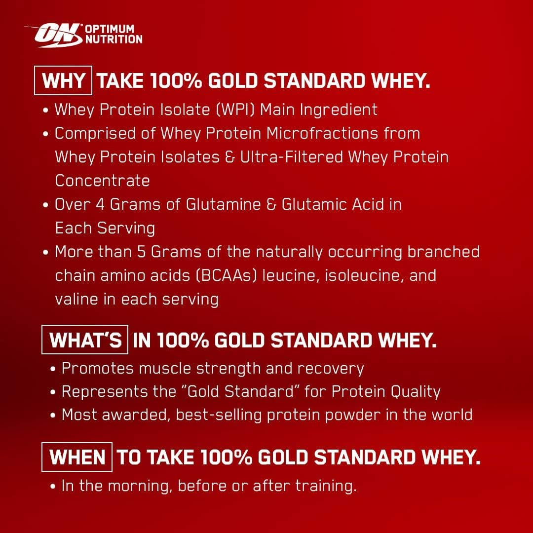 Gold Standard 100% Whey Protein Powder, Vanilla Ice Cream, 2.27Kg