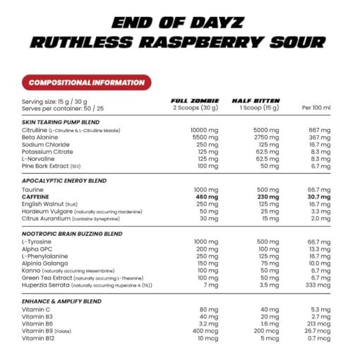 Zombie Labs End Of Dayz Pre-Workout 50 Serves