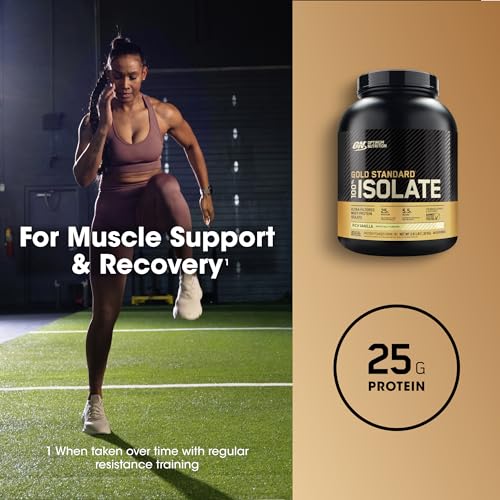 OPTIMUM NUTRITION Gold Standard 100% Isolate Protein Powder, Vanilla Flavour, 1.32kg - [packaging may vary]