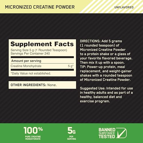 OPTIMUM NUTRITION Micronized Creatine Powder, Unflavoured, 1.2kg