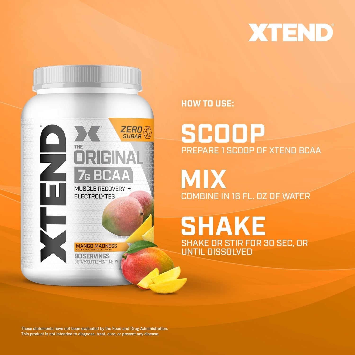 Xtend BCAA Powder, Branched Chain Amino Acids, Bcaas, Mango, 90 Servings