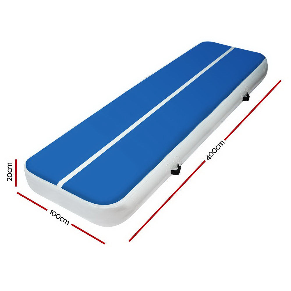 4mx1m Inflatable Air Track Mat 20cm Thick Gymnastic Tumbling Blue And White