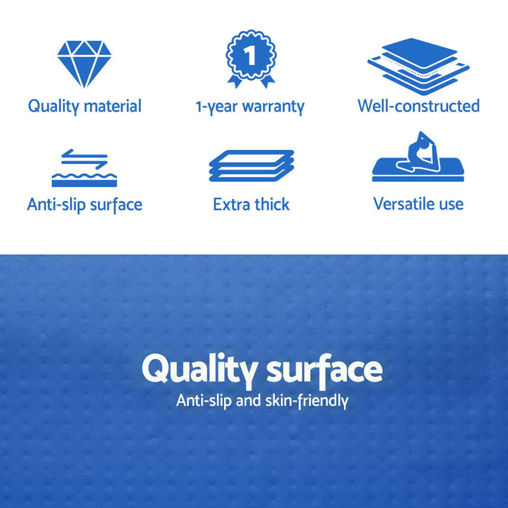 4x1m Inflatable Air Track Mat 20cm Thick with Pump Tumbling Gymnastics Blue