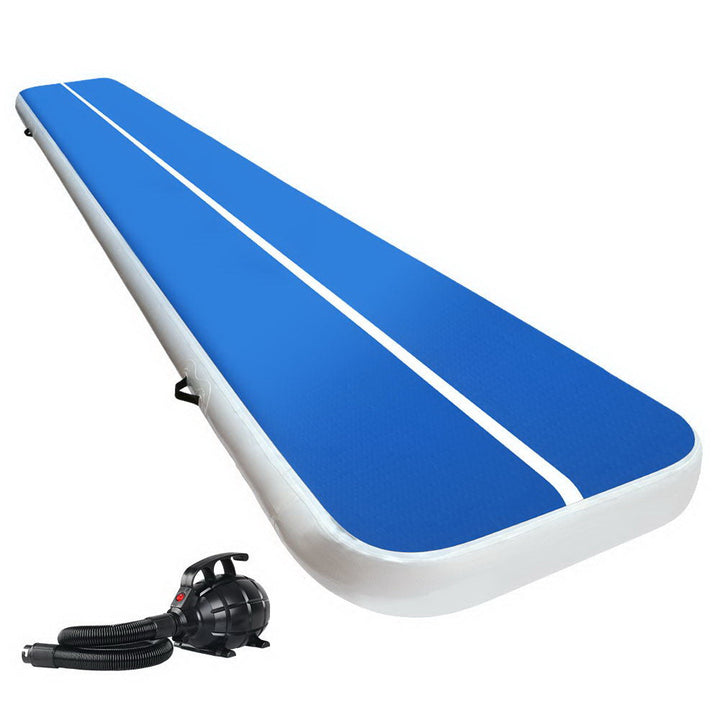 5x1m Inflatable Air Track Mat 20cm Thick with Pump Tumbling Gymnastics Blue