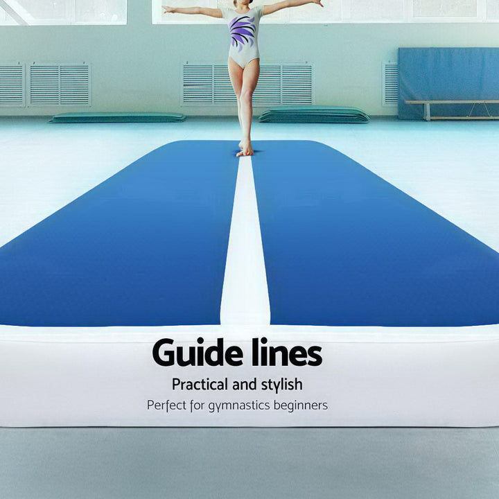 5x1m Inflatable Air Track Mat 20cm Thick with Pump Tumbling Gymnastics Blue