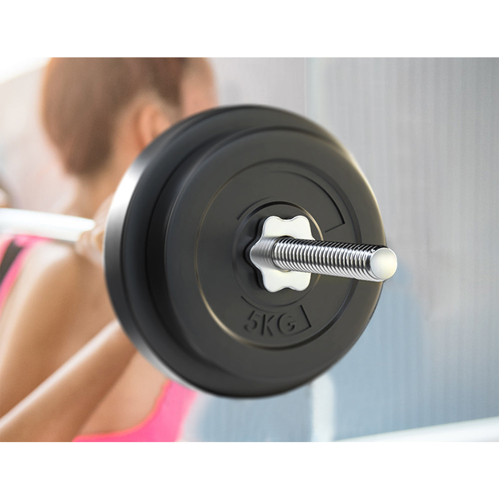 38kg Barbell Weight Set Plates Bar Bench Press Fitness Exercise Home Gym 168cm