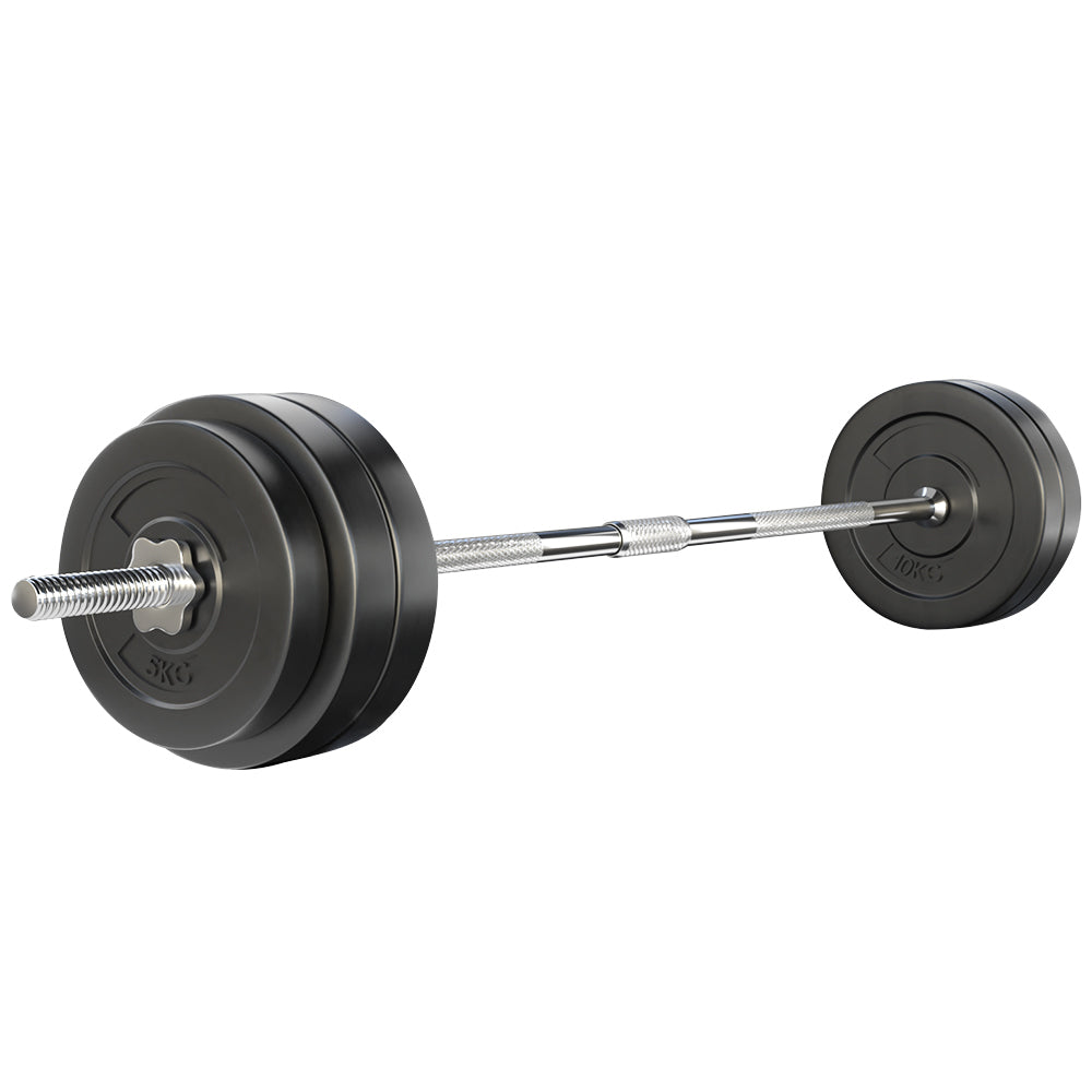 58kg Barbell Weight Set Plates Bar Bench Press Fitness Exercise Home Gym 168cm