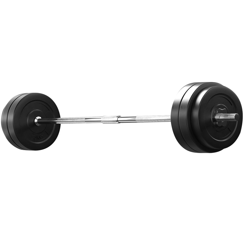 58kg Barbell Weight Set Plates Bar Bench Press Fitness Exercise Home Gym 168cm
