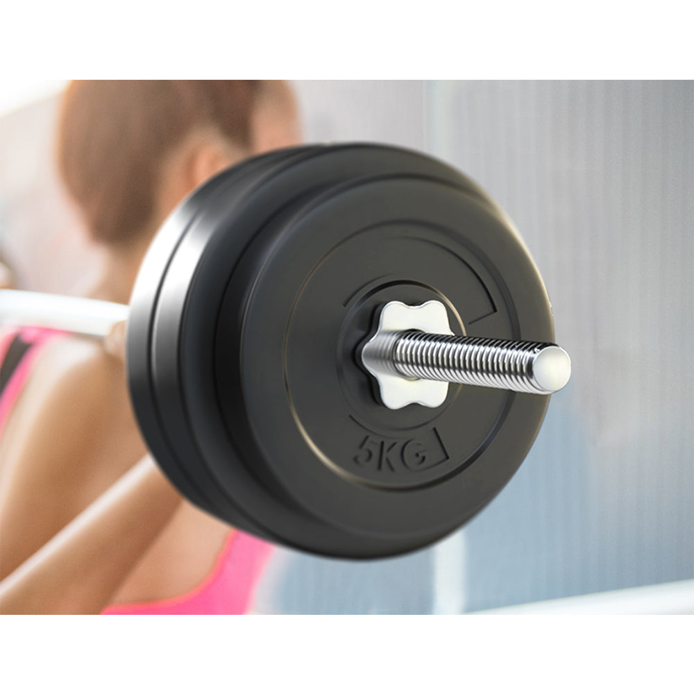58kg Barbell Weight Set Plates Bar Bench Press Fitness Exercise Home Gym 168cm