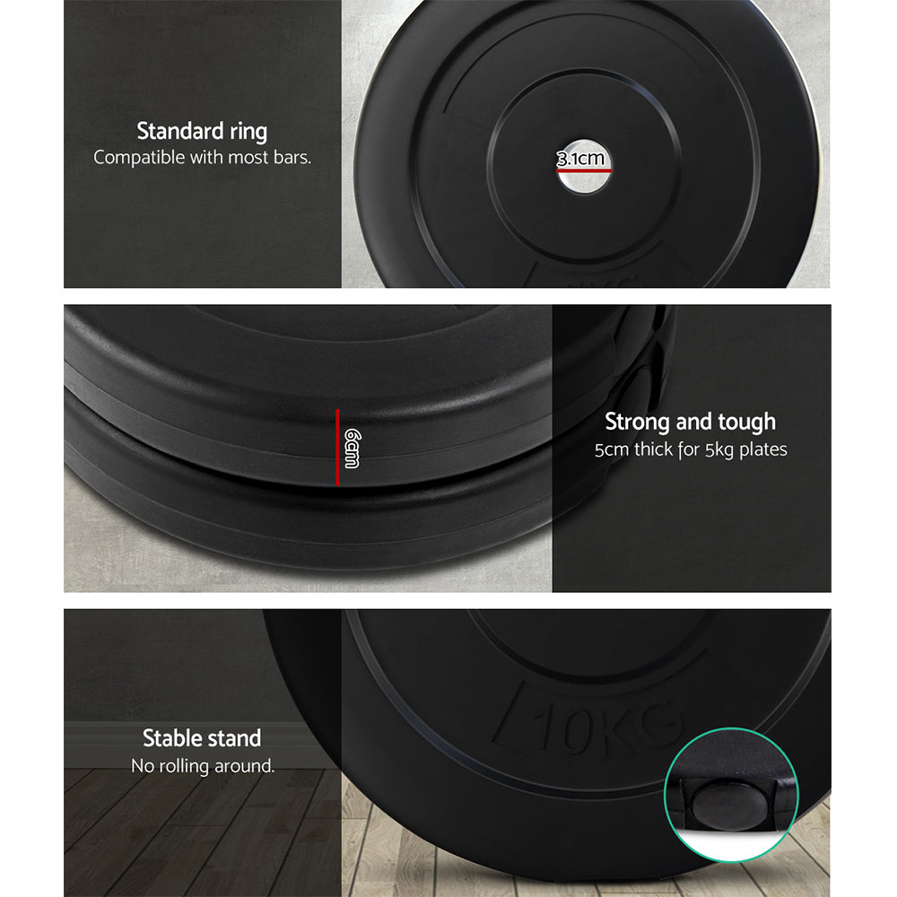 58kg Barbell Weight Set Plates Bar Bench Press Fitness Exercise Home Gym 168cm