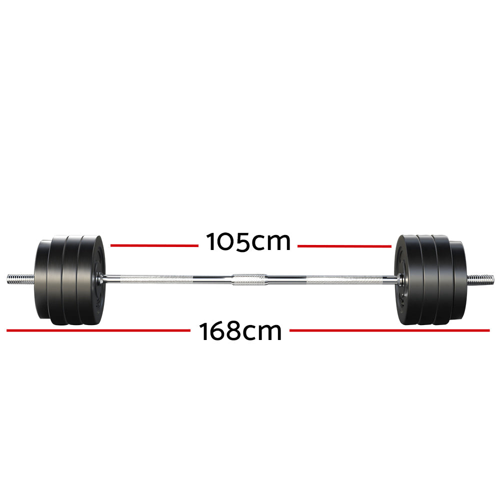 78kg Barbell Weight Set Plates Bar Bench Press Fitness Exercise Home Gym 168cm
