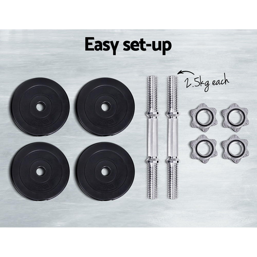4-Plate 15kg Dumbbells Dumbbell Set Weight Training Plates Home Gym Fitness Exercise