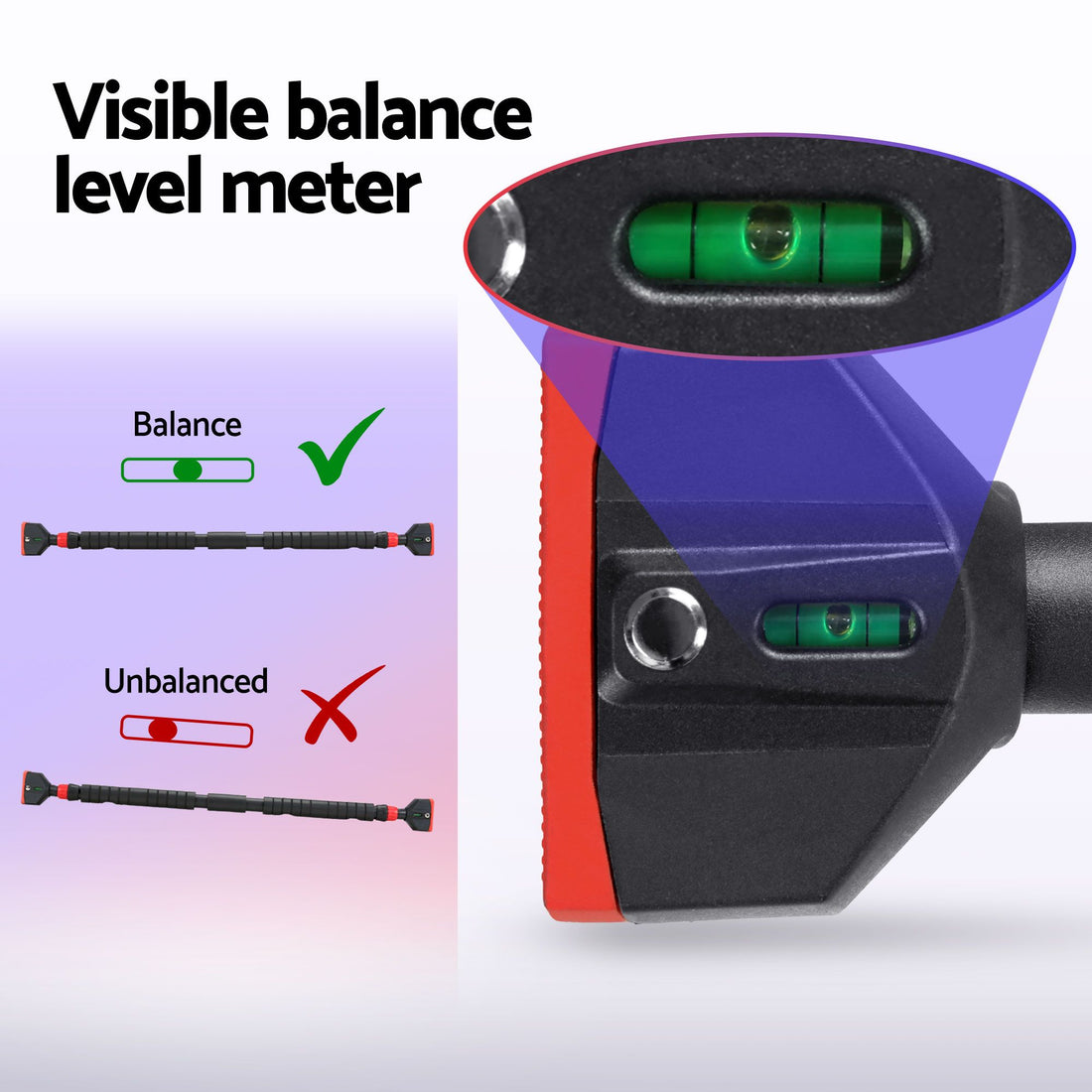 Adjustable Doorway Pull Up Bar 90CM-125CM Chin Up Bar Level Meter 300KG