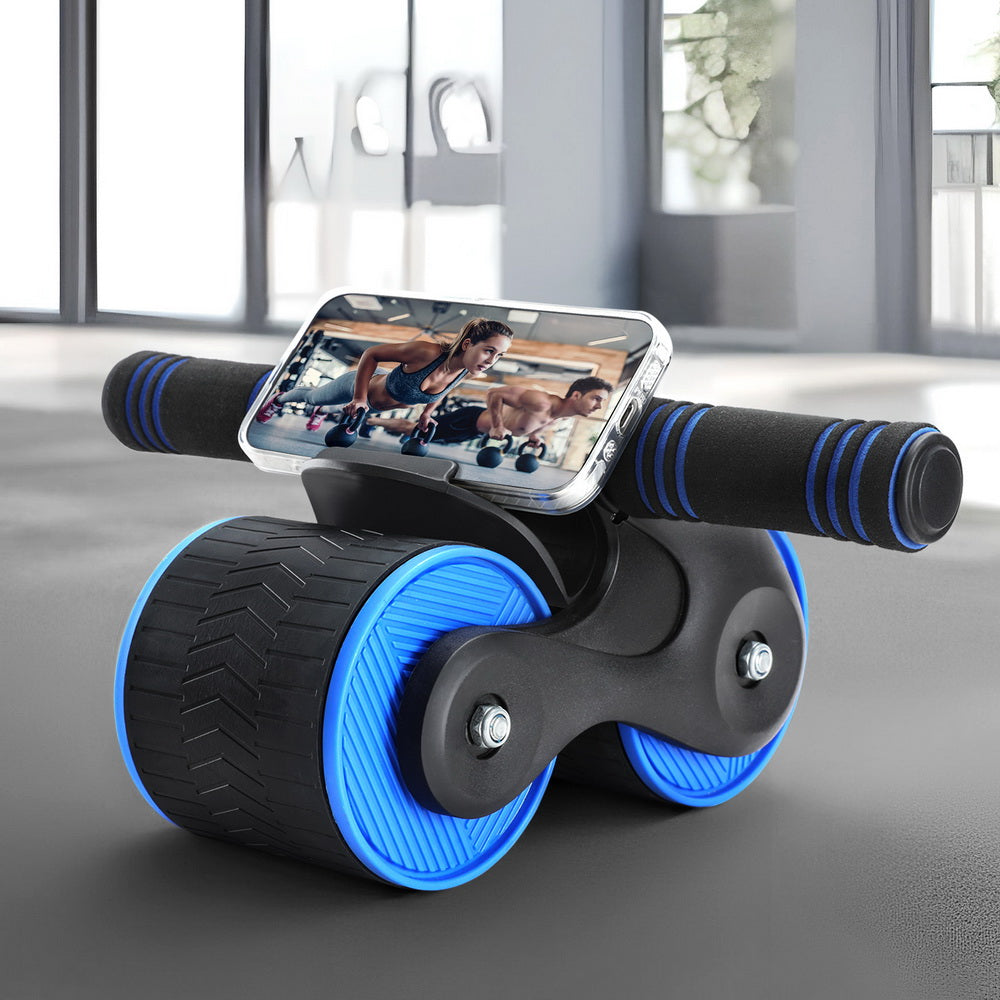 AB Roller Automatic Rebound Abdominal Wheel Home Gym Workout Blue