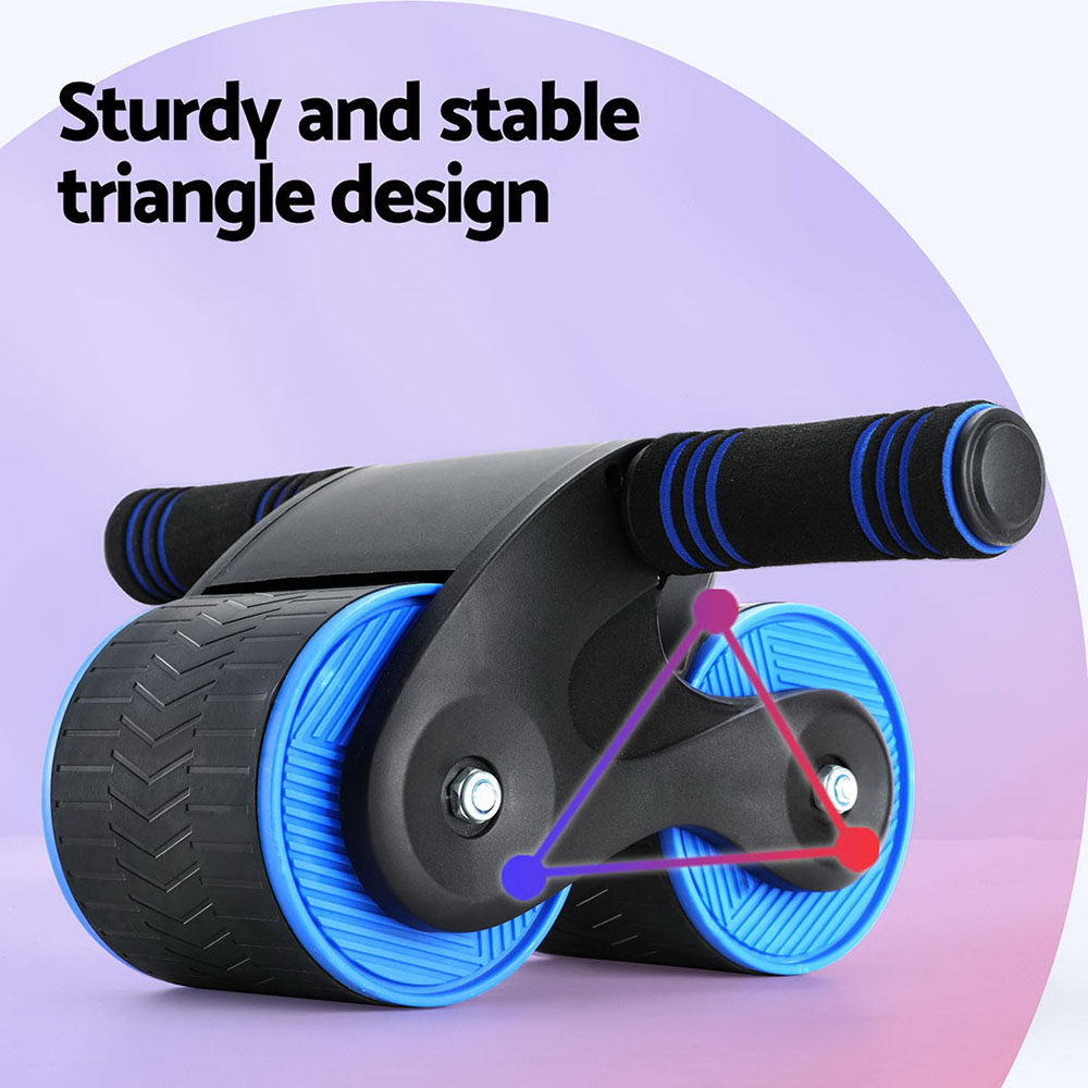 AB Roller Automatic Rebound Abdominal Wheel Home Gym Workout Blue