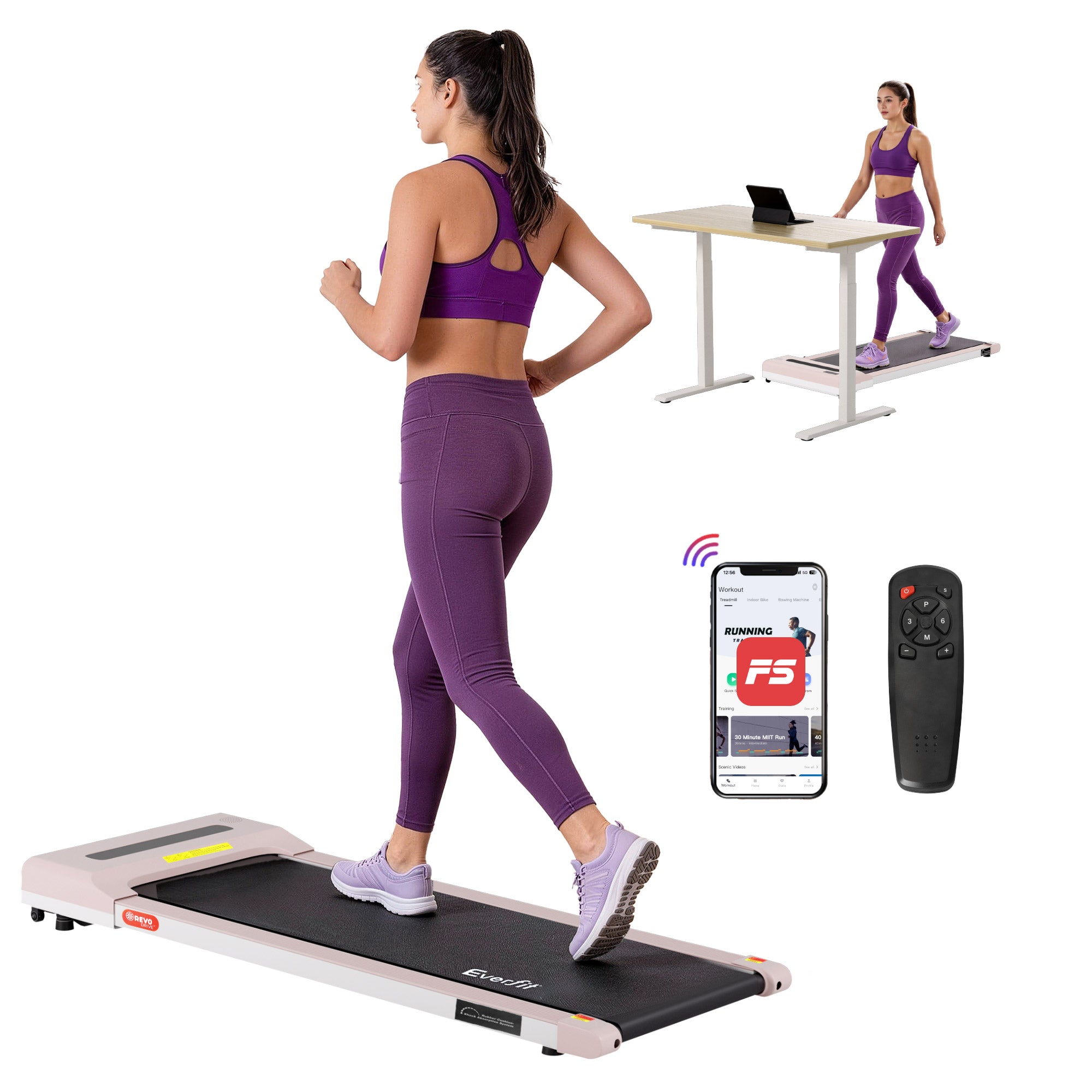 Treadmill Electric Walking Pad Under Desk Home Gym Fitness 360mm Pink