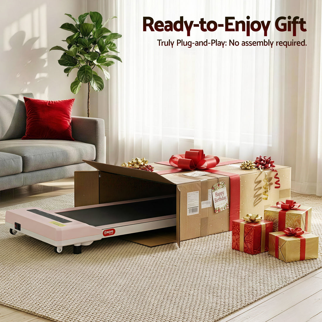 Treadmill Electric Walking Pad Under Desk Home Gym Fitness 360mm Pink
