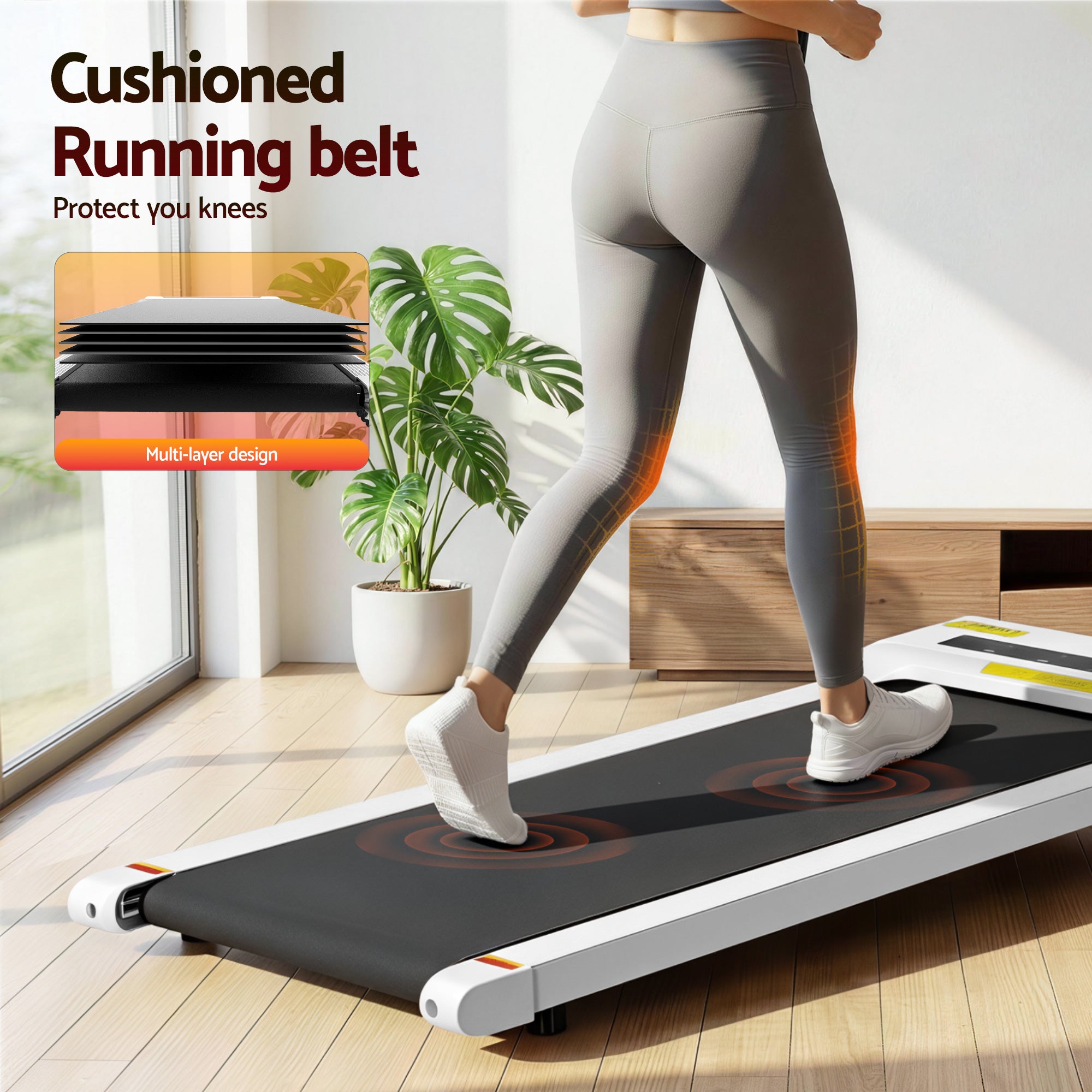 Treadmill Electric Walking Pad Under Desk Home Gym Fitness 360mm White