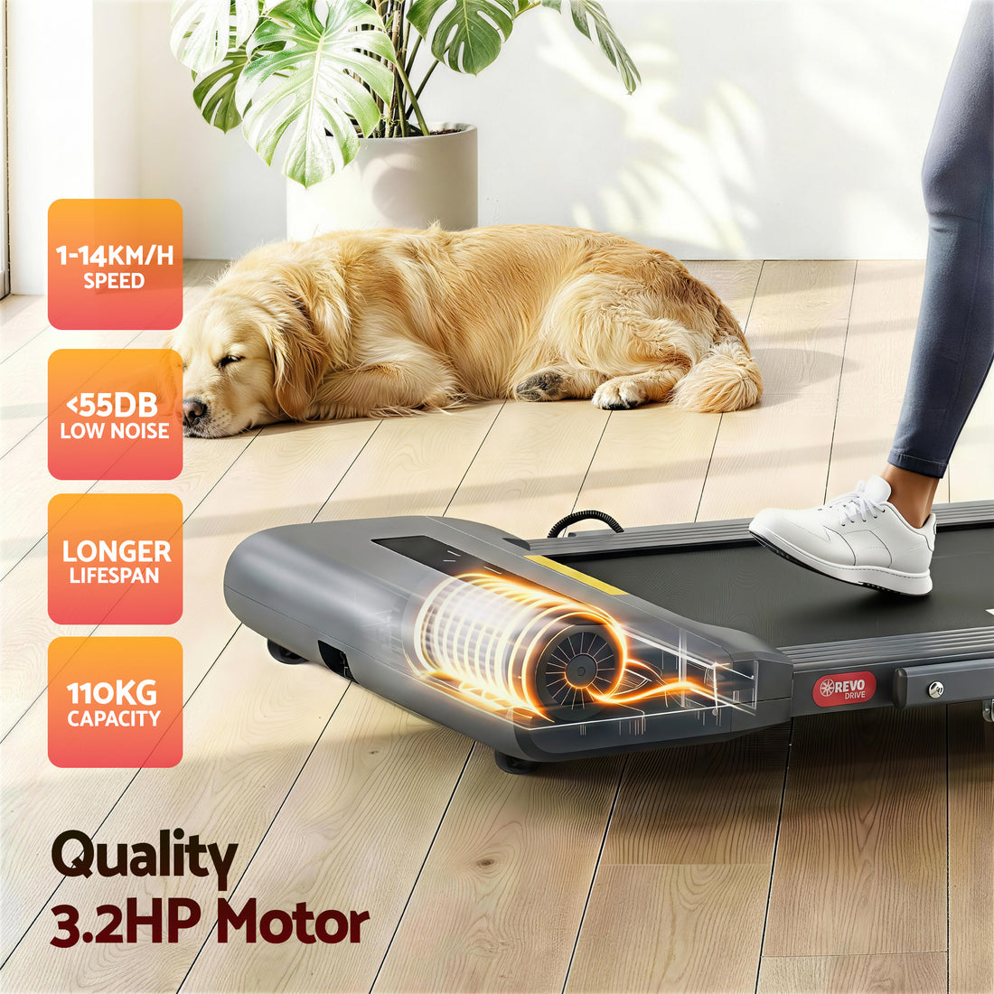 Everfit Treadmill Electric Walking Pad Under Desk Home Gym Fitness 400mm Grey