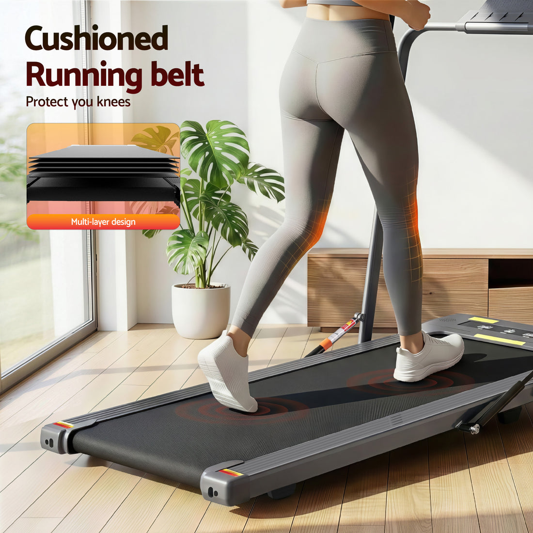 Everfit Treadmill Electric Walking Pad Under Desk Home Gym Fitness 400mm Grey