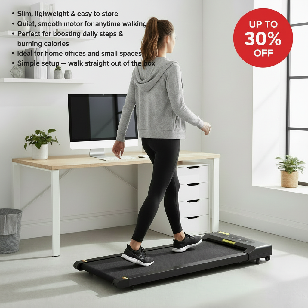 Treadmill Electric Walking Pad Under Desk Home Gym Fitness 400mm Black