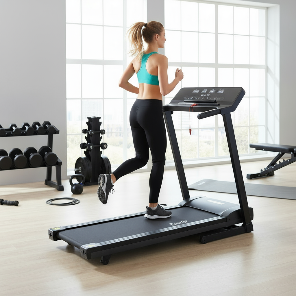 Treadmill Electric Home Gym Fitness Exercise Knob Foldable 420mm - Black