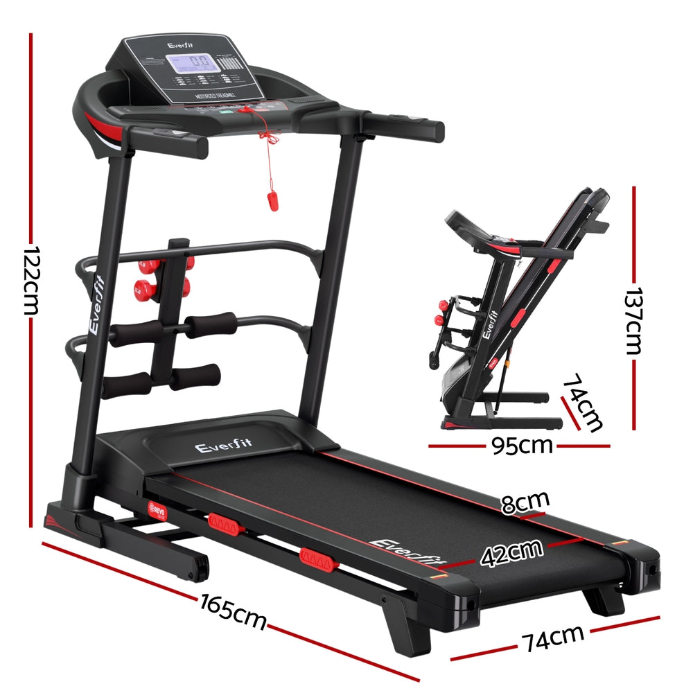 Treadmill Electric Home Gym Fitness Exercise Machine with Sit Up Bar 420mm - Black