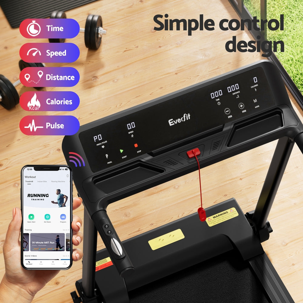 Treadmill Electric Home Gym Fitness Exercise Knob Foldable 450mm - Black