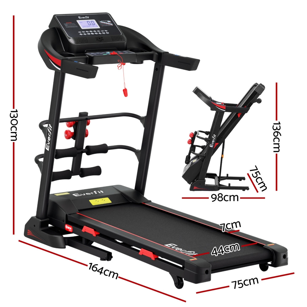 Treadmill Electric Home Gym Fitness Exercise Machine with Sit Up Bar 450mm - Black