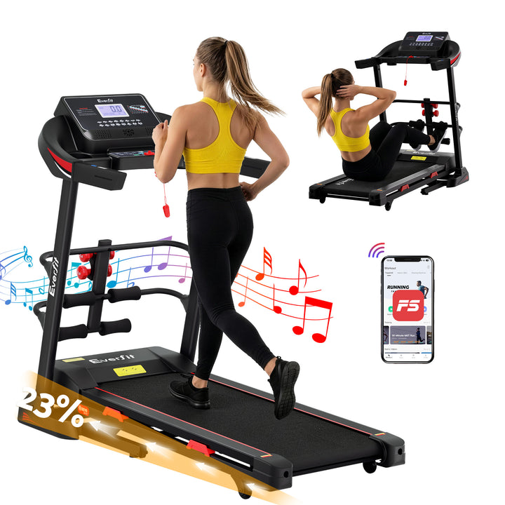 Treadmill Electric Home Gym Fitness Exercise Machine with Sit Up Bar 450mm - Black