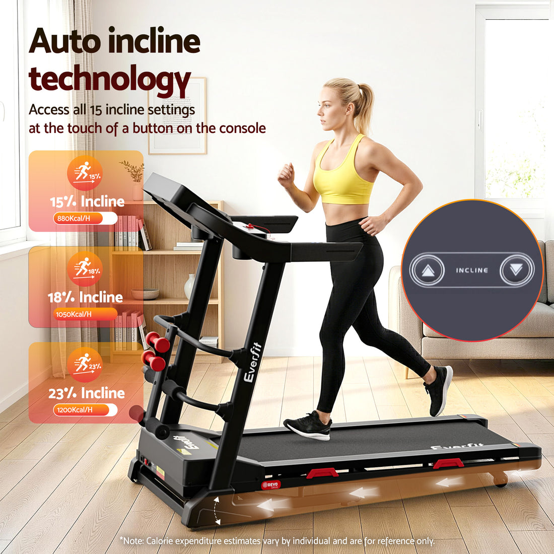 Treadmill Electric Home Gym Fitness Exercise Machine with Sit Up Bar 450mm - Black