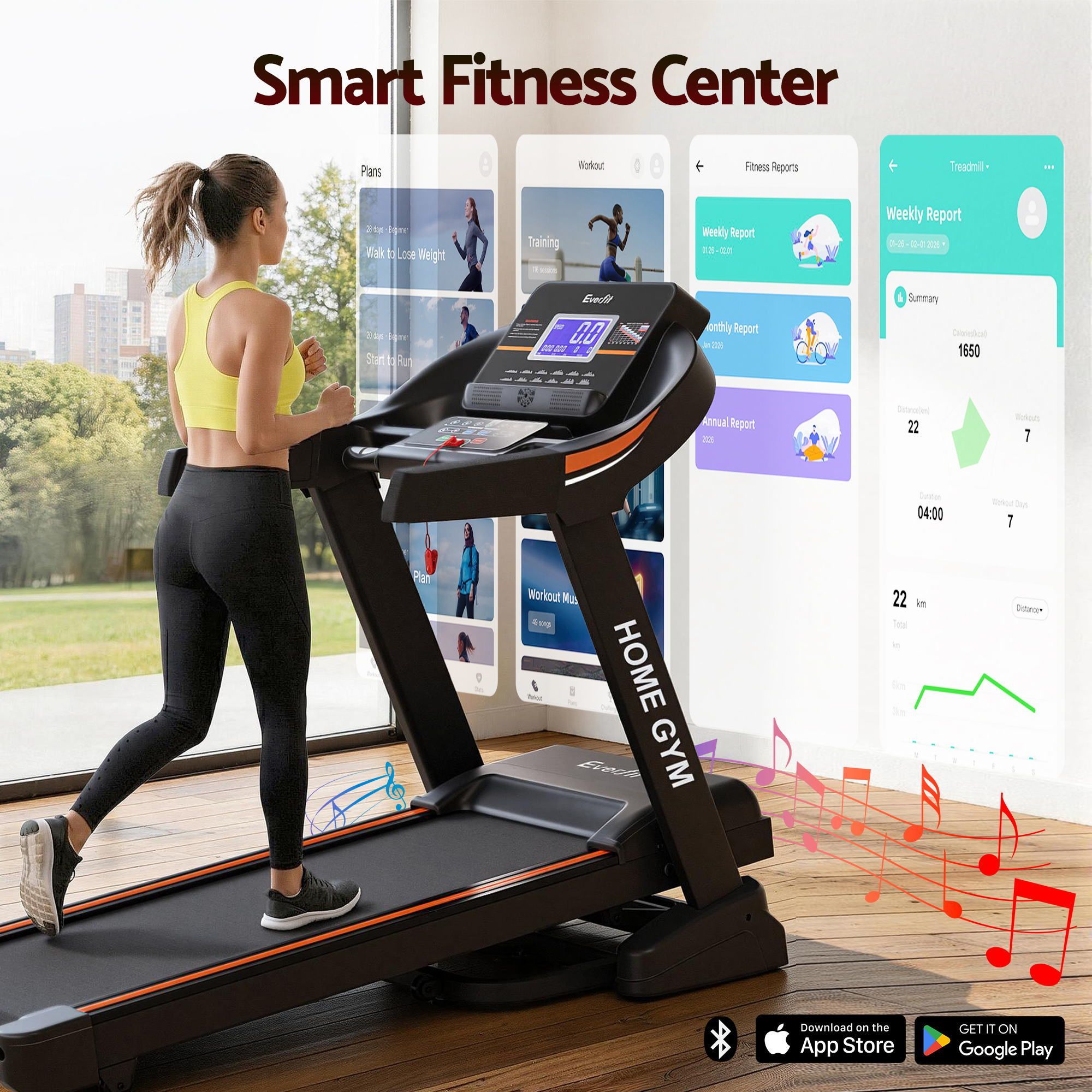 Treadmill Electric Auto Incline Home Gym Fitness Exercise Machine 490mm - Black