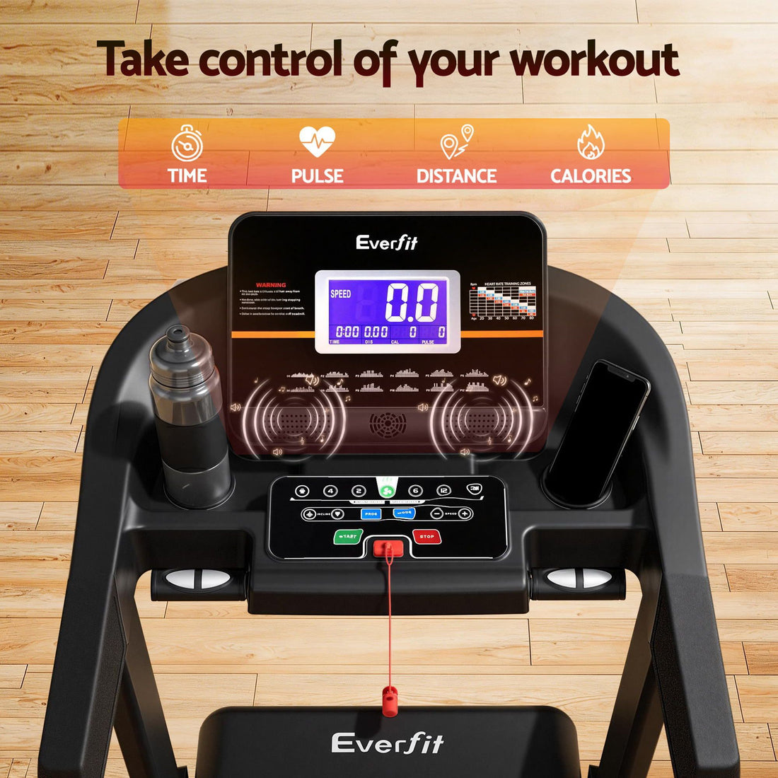 Treadmill Electric Auto Incline Home Gym Fitness Exercise Machine 490mm - Black