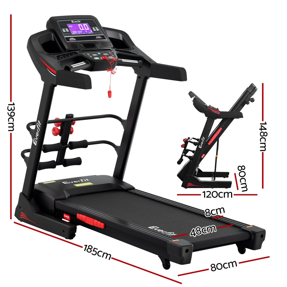 Treadmill Electric Home Gym Fitness Exercise Machine with Sit Up Bar 480mm - Black