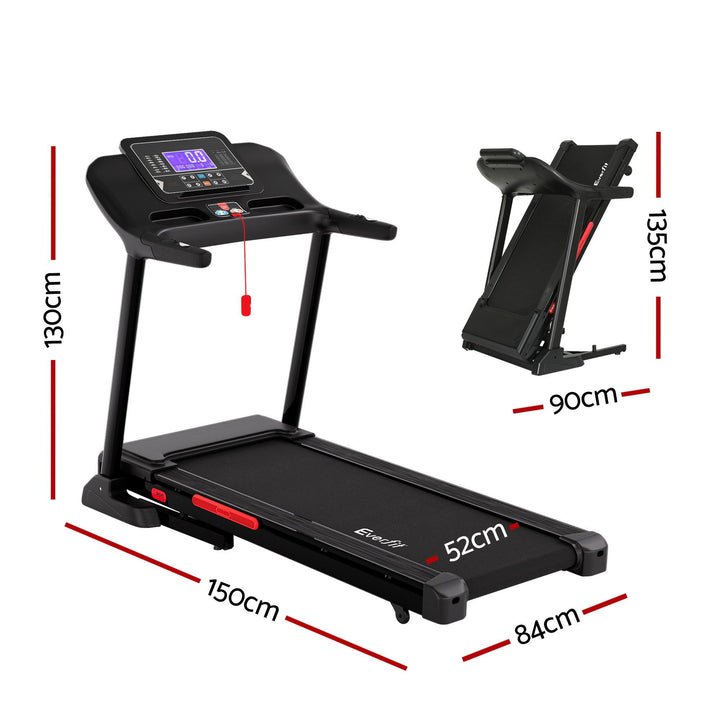 Treadmill Electric Auto Incline Home Gym Fitness Exercise Machine 520mm - Black