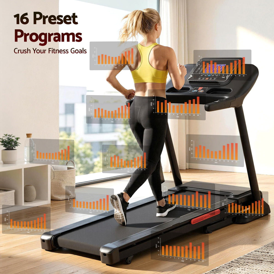 Treadmill Electric Auto Incline Home Gym Fitness Exercise Machine 520mm - Black