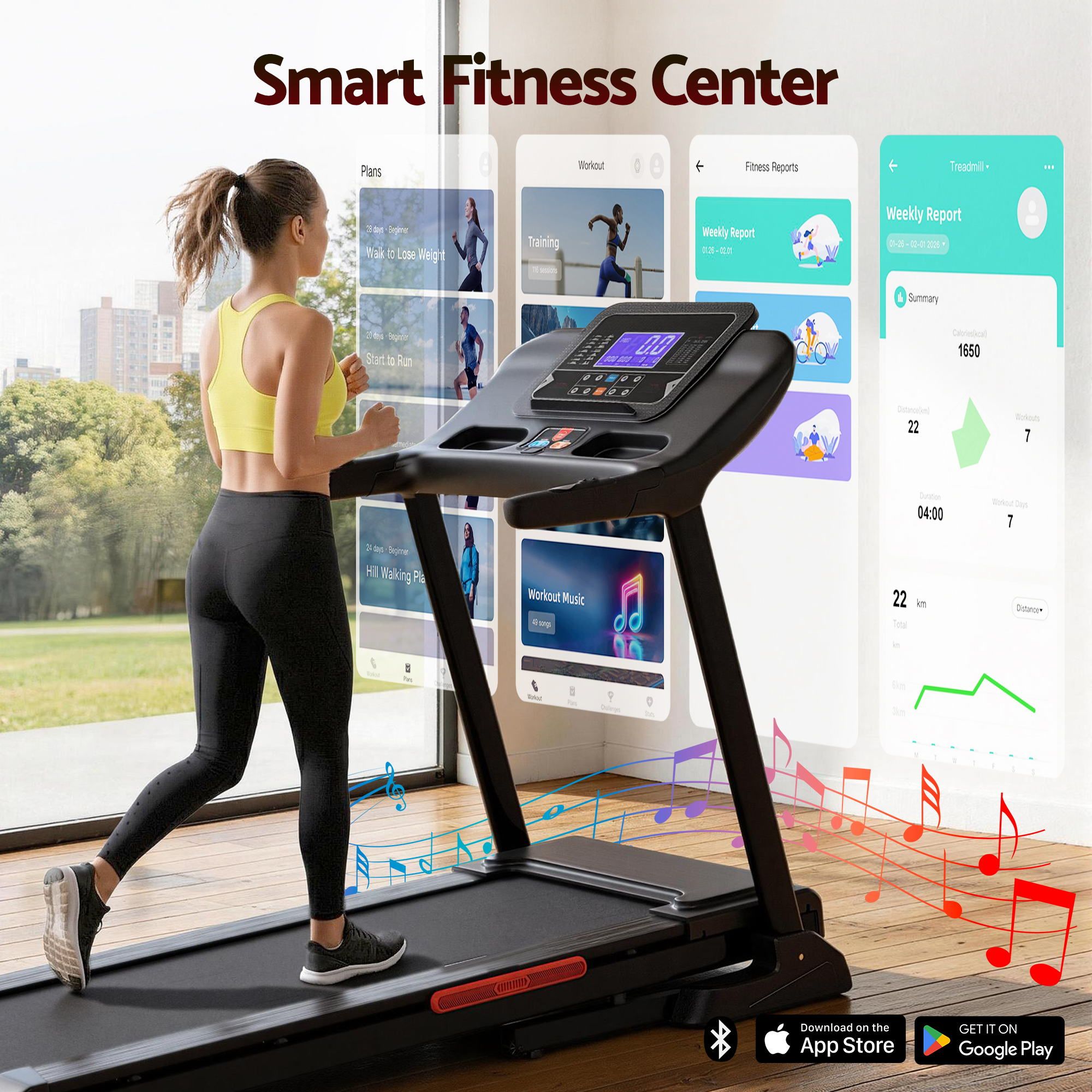 Treadmill Electric Auto Incline Home Gym Fitness Exercise Machine 520mm - Black
