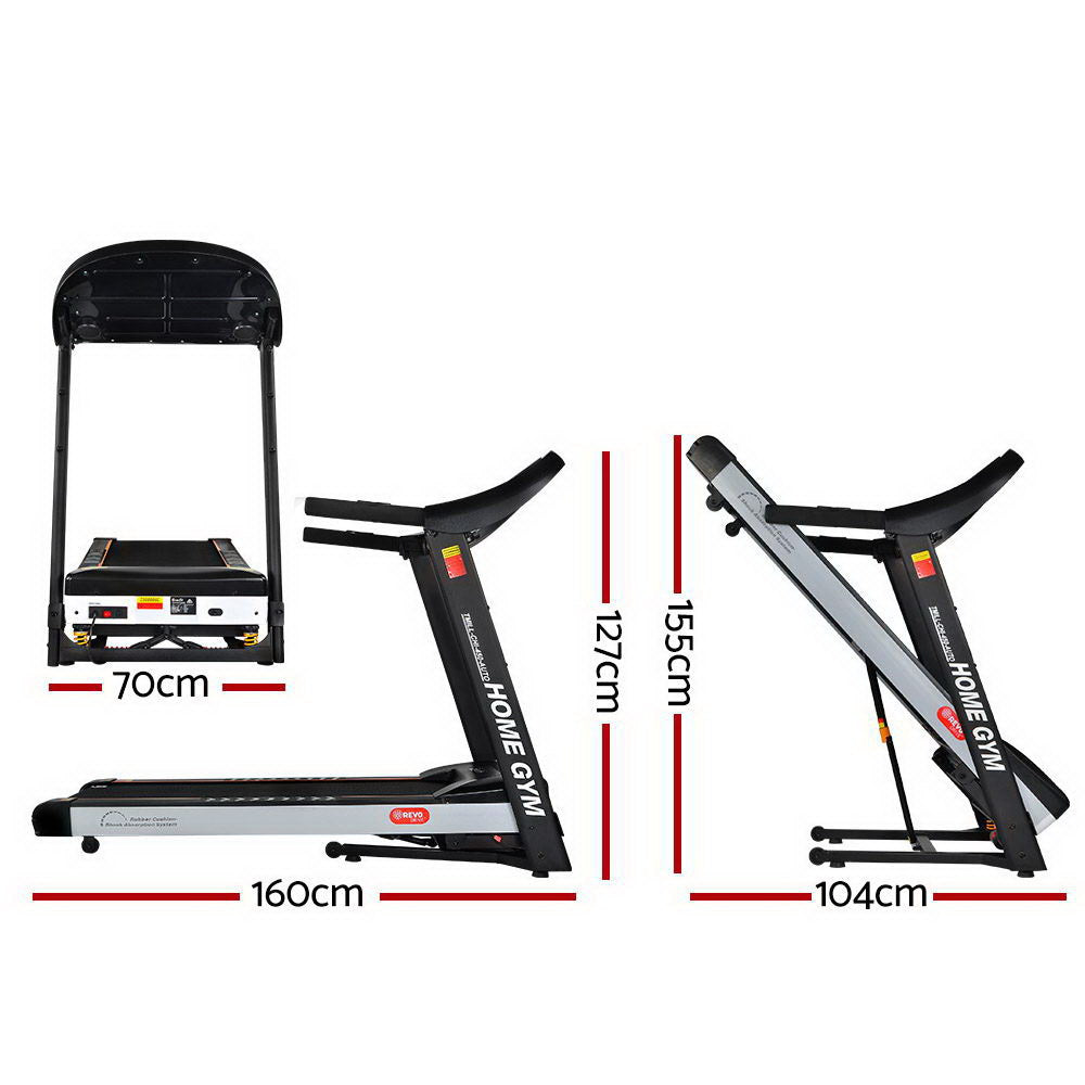 Treadmill Electric Auto Incline Home Gym Fitness Exercise Machine 450mm - Black