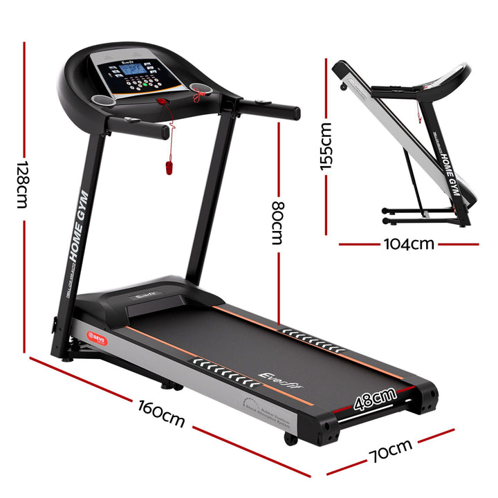 Treadmill Electric Auto Incline Home Gym Fitness Exercise Machine 450mm - Black