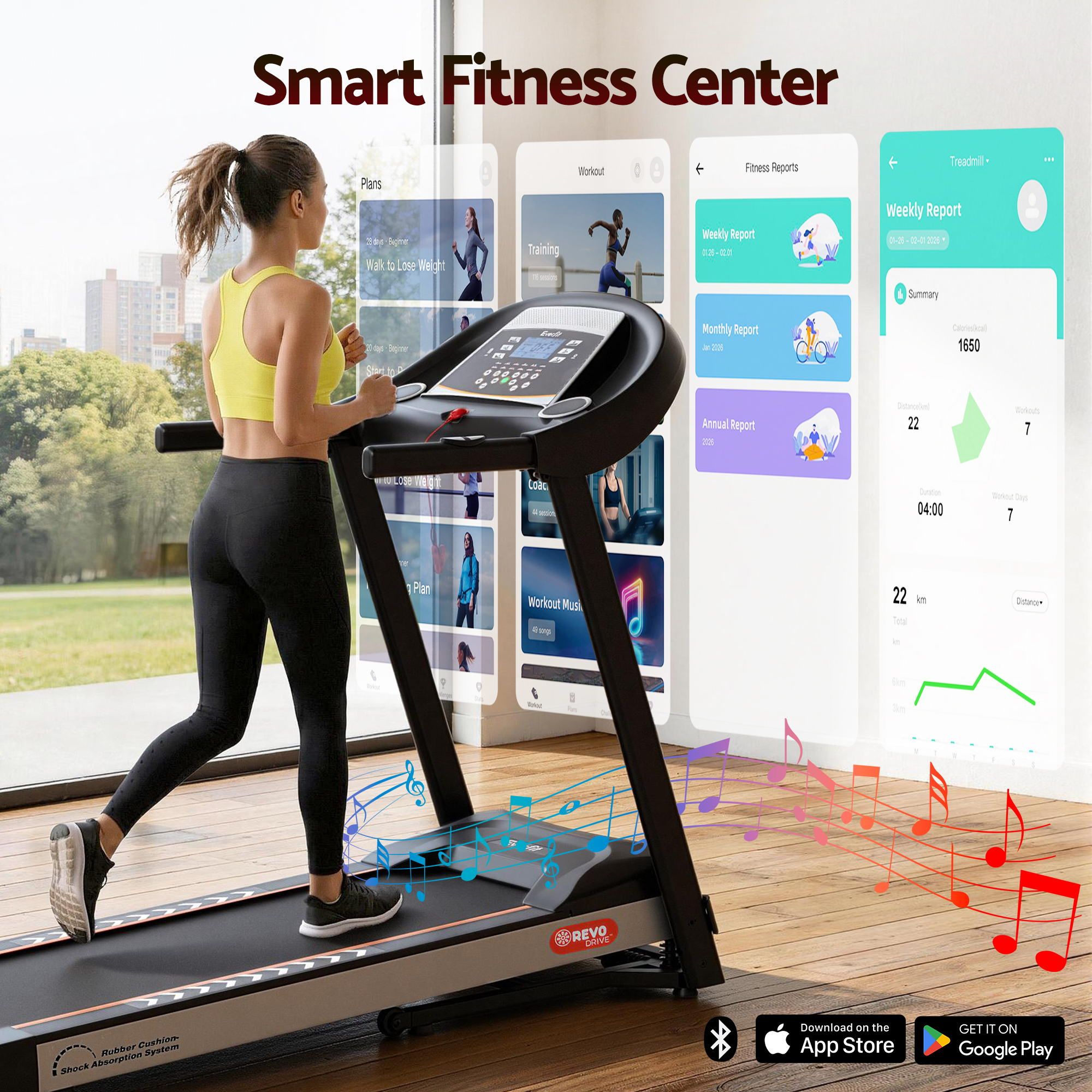 Treadmill Electric Auto Incline Home Gym Fitness Exercise Machine 450mm - Black