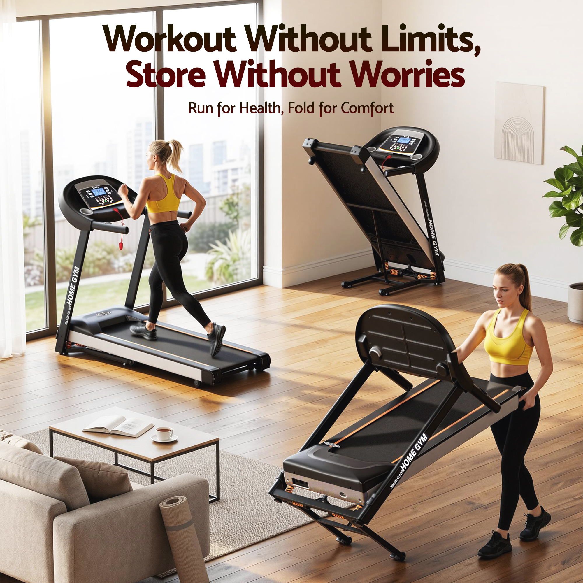 Treadmill Electric Auto Incline Home Gym Fitness Exercise Machine 450mm - Black