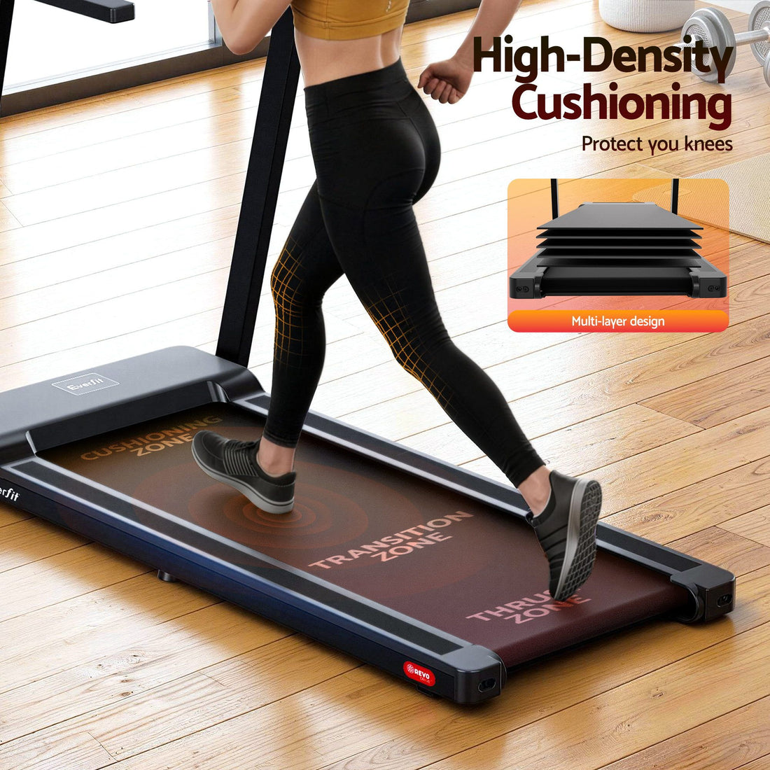 Treadmill Electric Home Gym Fitness Exercise Fully Foldable 450mm - Black