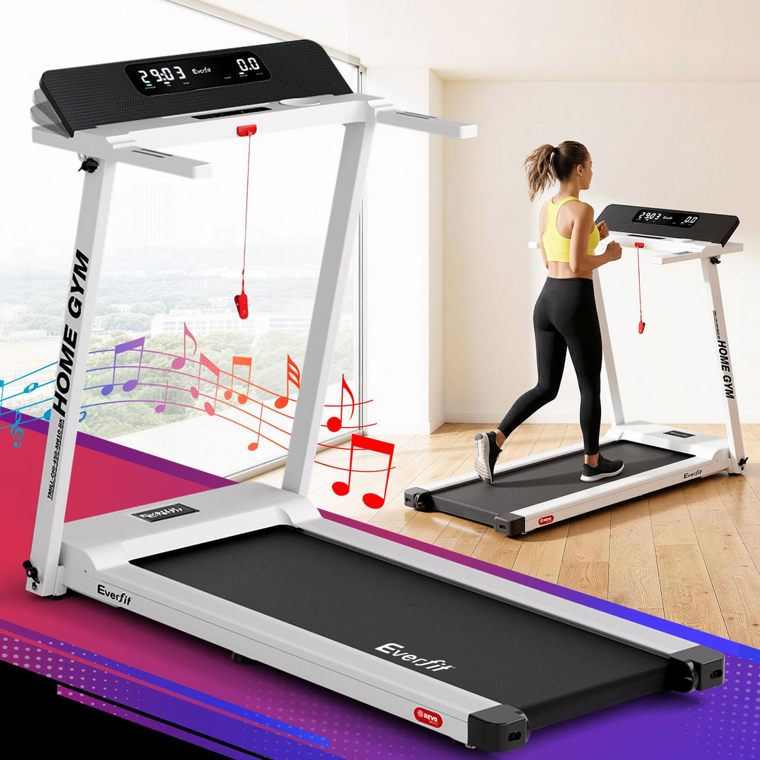 Treadmill Electric Home Gym Fitness Exercise Fully Foldable 450mm - White