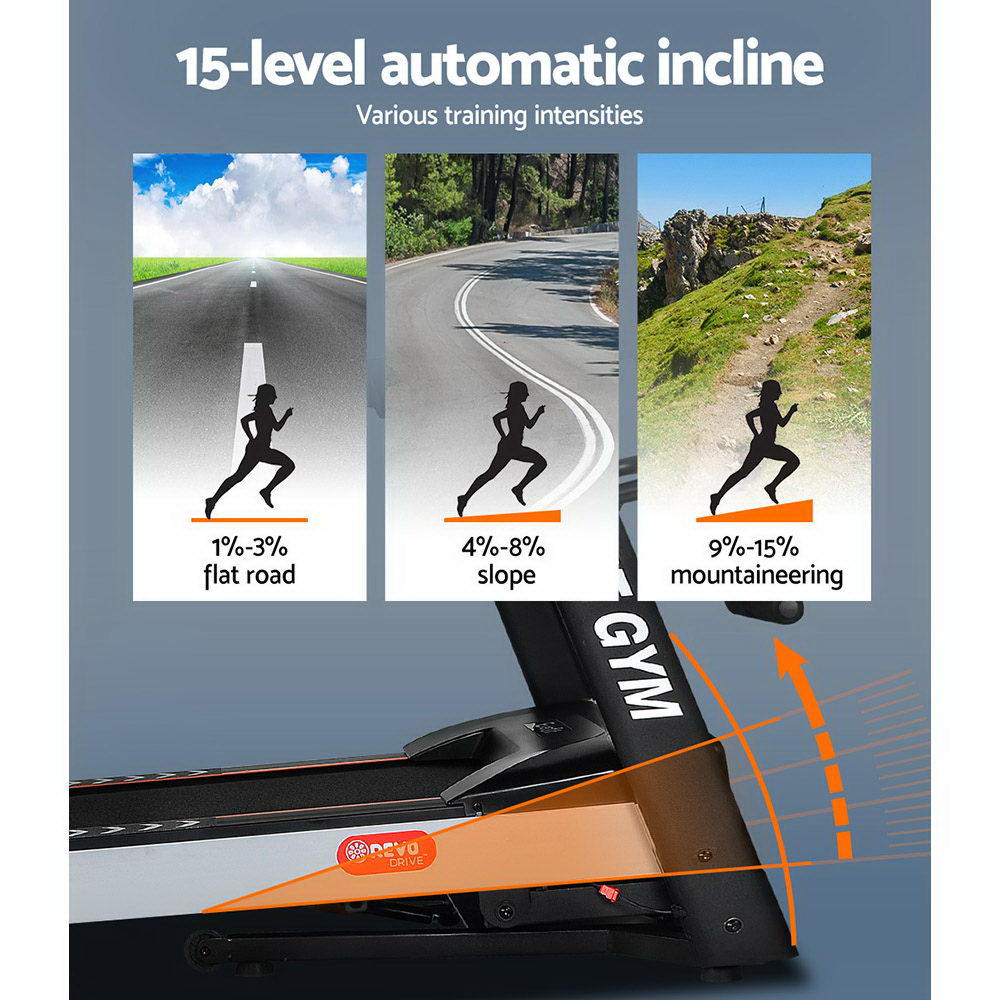 Treadmill Electric Home Gym Fitness Exercise Machine with Massager 450mm - Black