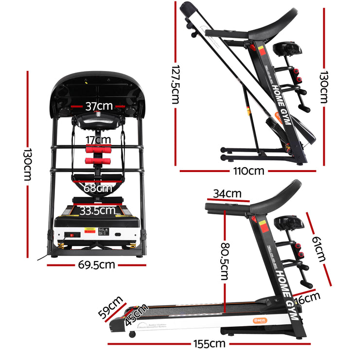 Treadmill Electric Home Gym Fitness Exercise Machine with Massager 450mm - Black