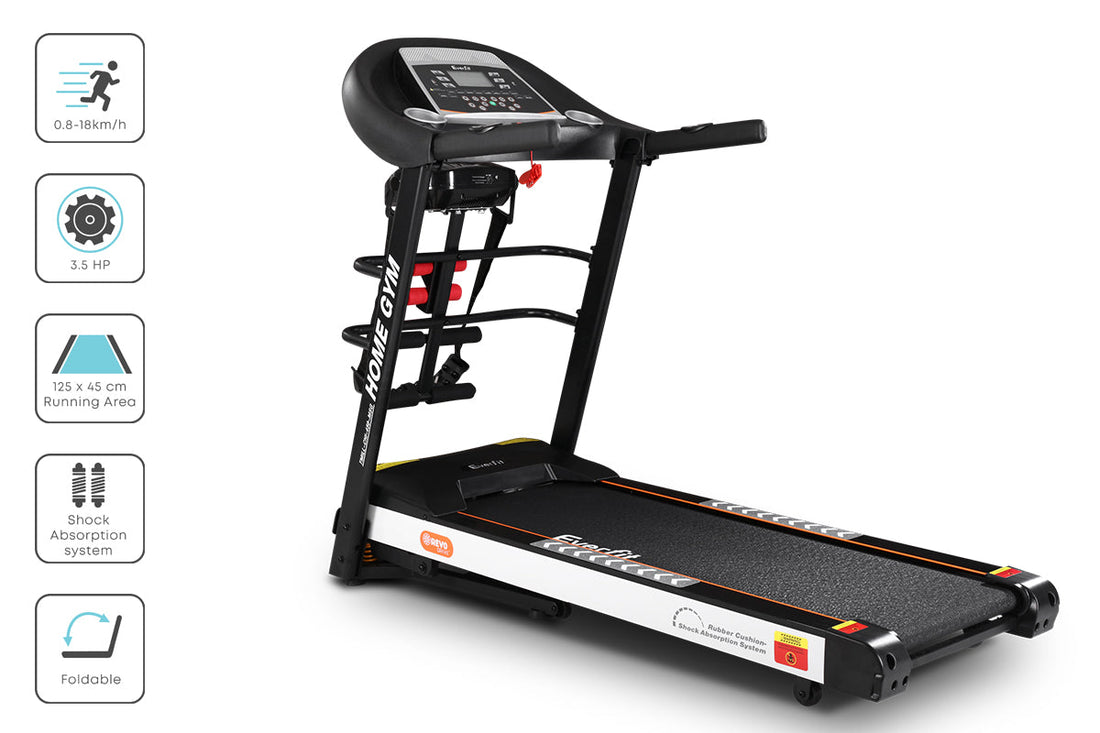 Treadmill Electric Home Gym Fitness Exercise Machine with Massager 450mm - Black
